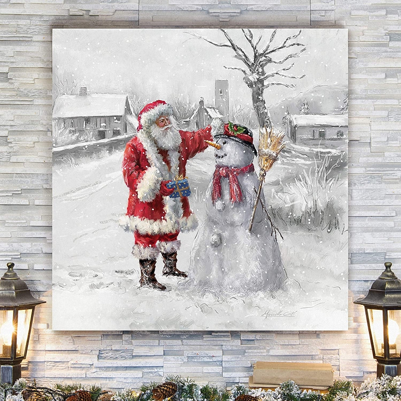 Renditions Gallery Christmas Canvas Wall Art Holiday Decor Angel, Bells Christmas Tree 1
