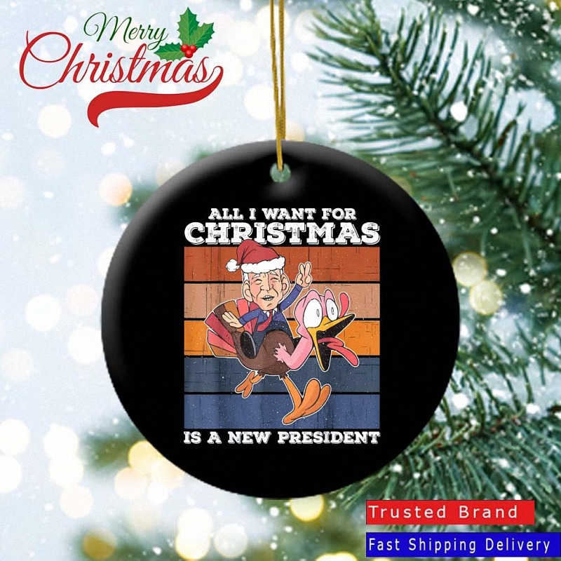 Santa Joe Biden riding Turkey all I want for Christmas is a new President vintage Christmas Ornament 3