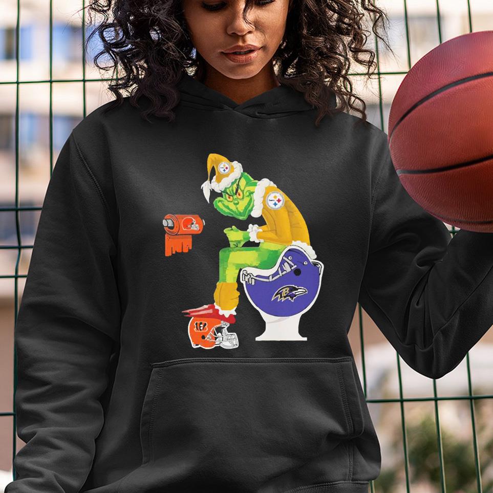 the grinch pittsburgh steelers shit on toilet baltimore ravens team and other teams christmas hoodie - The Grinch Pittsburgh Steelers Shit On Toilet Baltimore Ravens Team And Other Teams Christmas Shirt