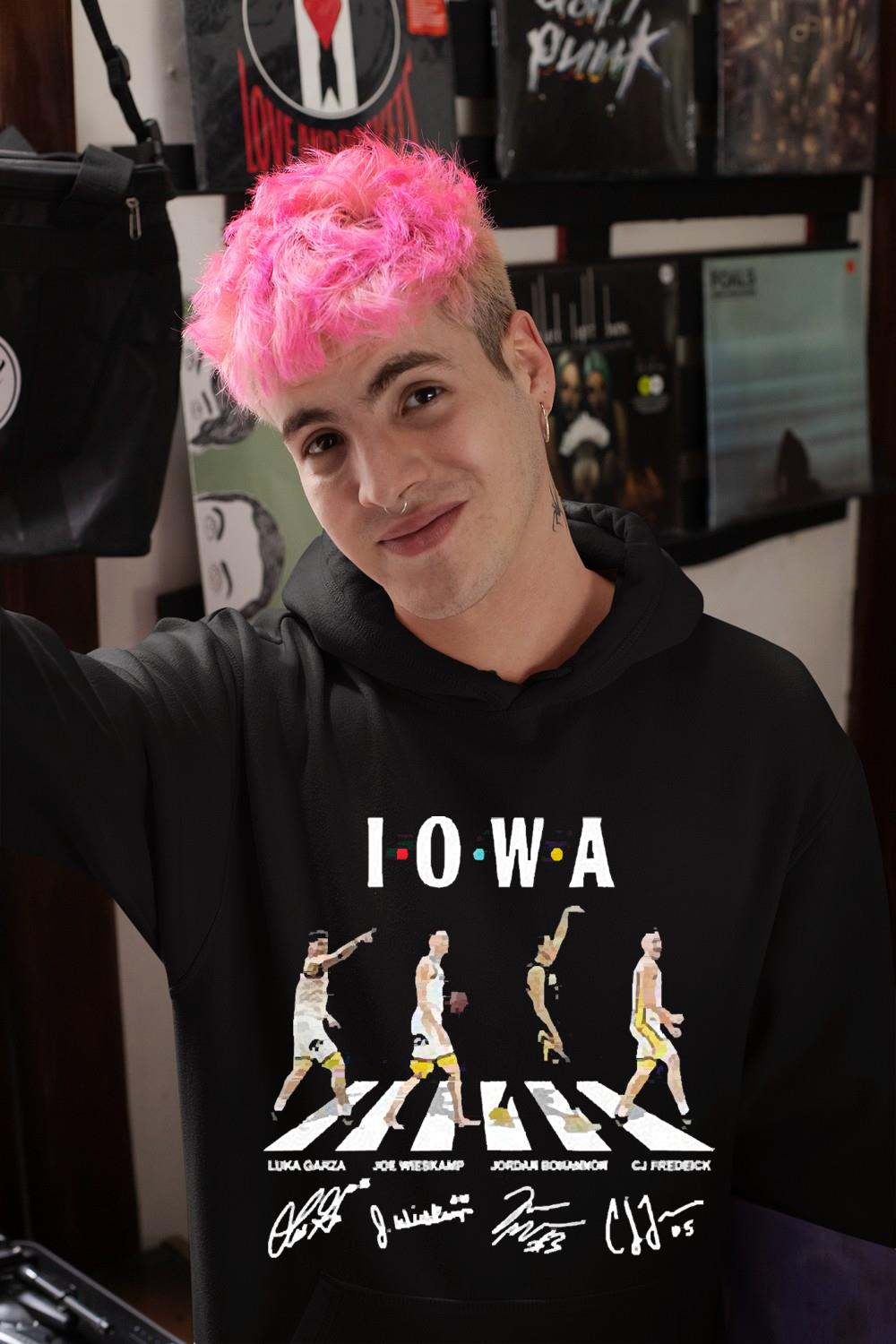 the iowa hawkeyes team football with garza wieskamp bohannon and fredrick abbey road hoodie - The Iowa Hawkeyes Team Football With Garza Wieskamp Bohannon And Fredrick Abbey Road Signatures Shirt