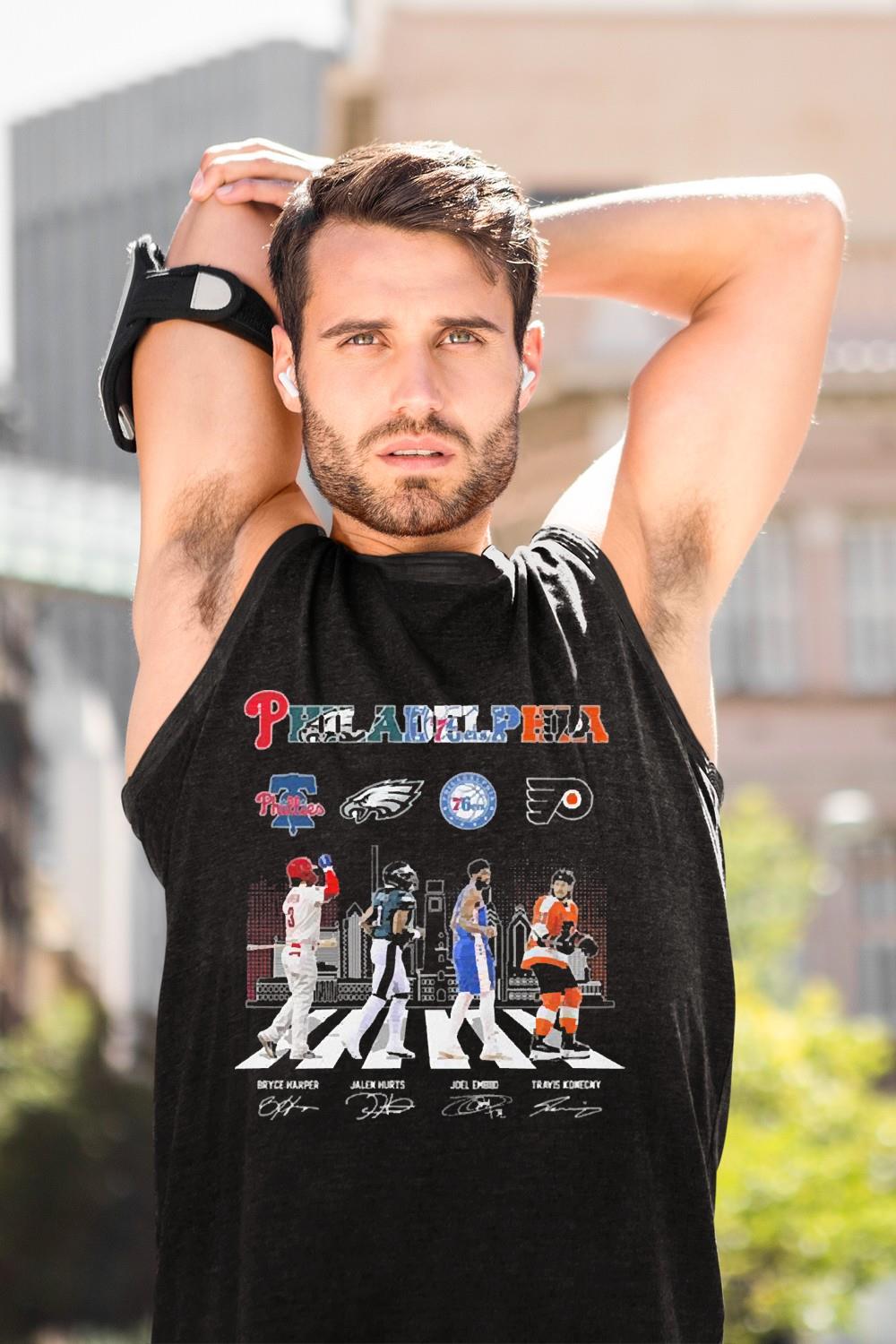 The Philadelphia Bryce Harper Jalen Hurts Joel Embiid And Travis Konecny Abbey Road Signatures Shirt 3 The Philadelphia Bryce Harper Jalen Hurts Joel Embiid And Travis Konecny Abbey Road Signatures Shirt 4