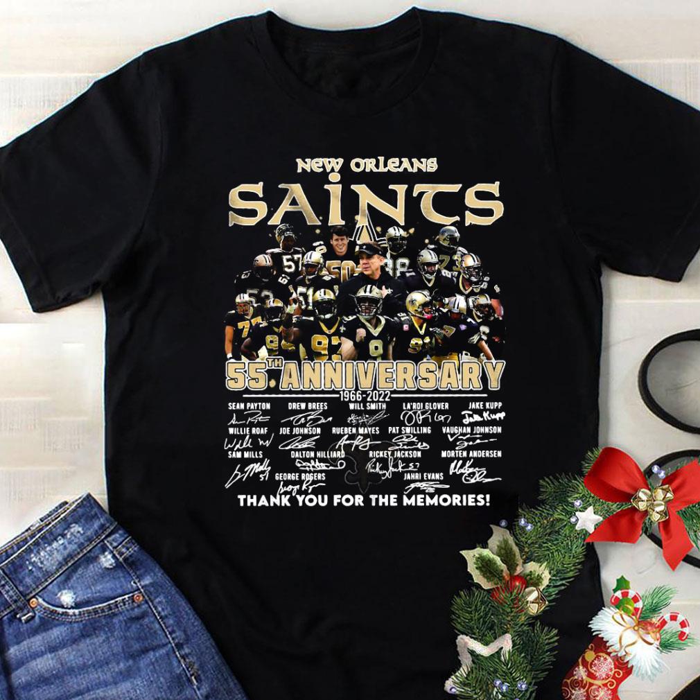 New Orleans Saints 55th Anniversary 1966-2022 Signature Thank You For The Memories T-shirt 1
